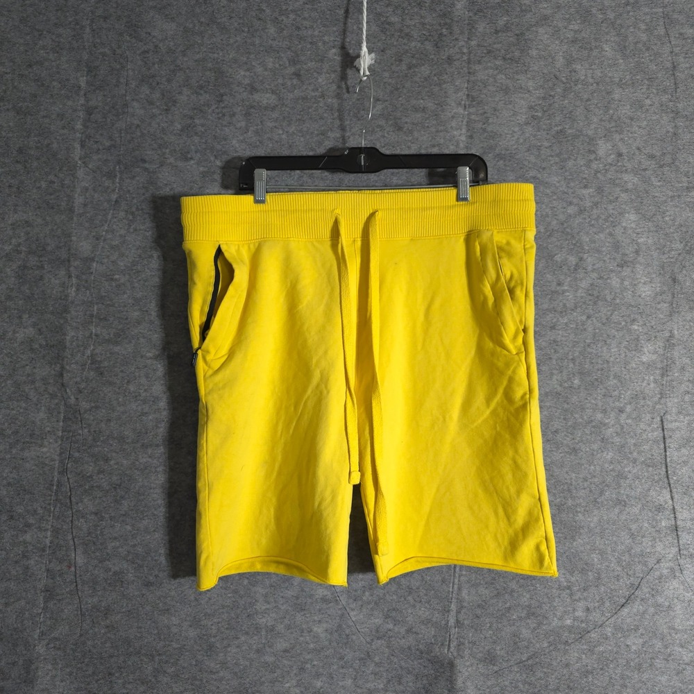 JC Yellow Mens Sweat Shorts Casual Athletic Gym Activewear Large Solid